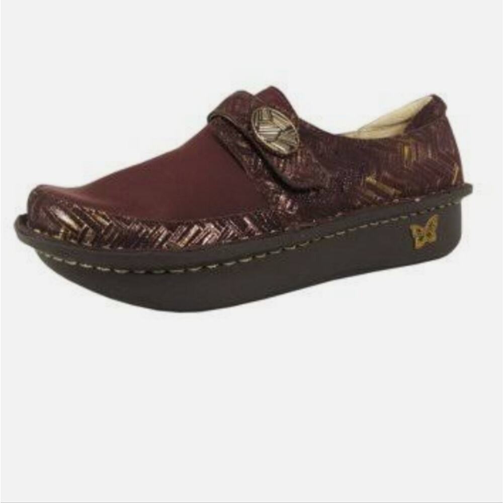 Alegria PG Lite Dream Fit Den Leather Shoe Slip On Buckle Clog Gold Women's 37/7